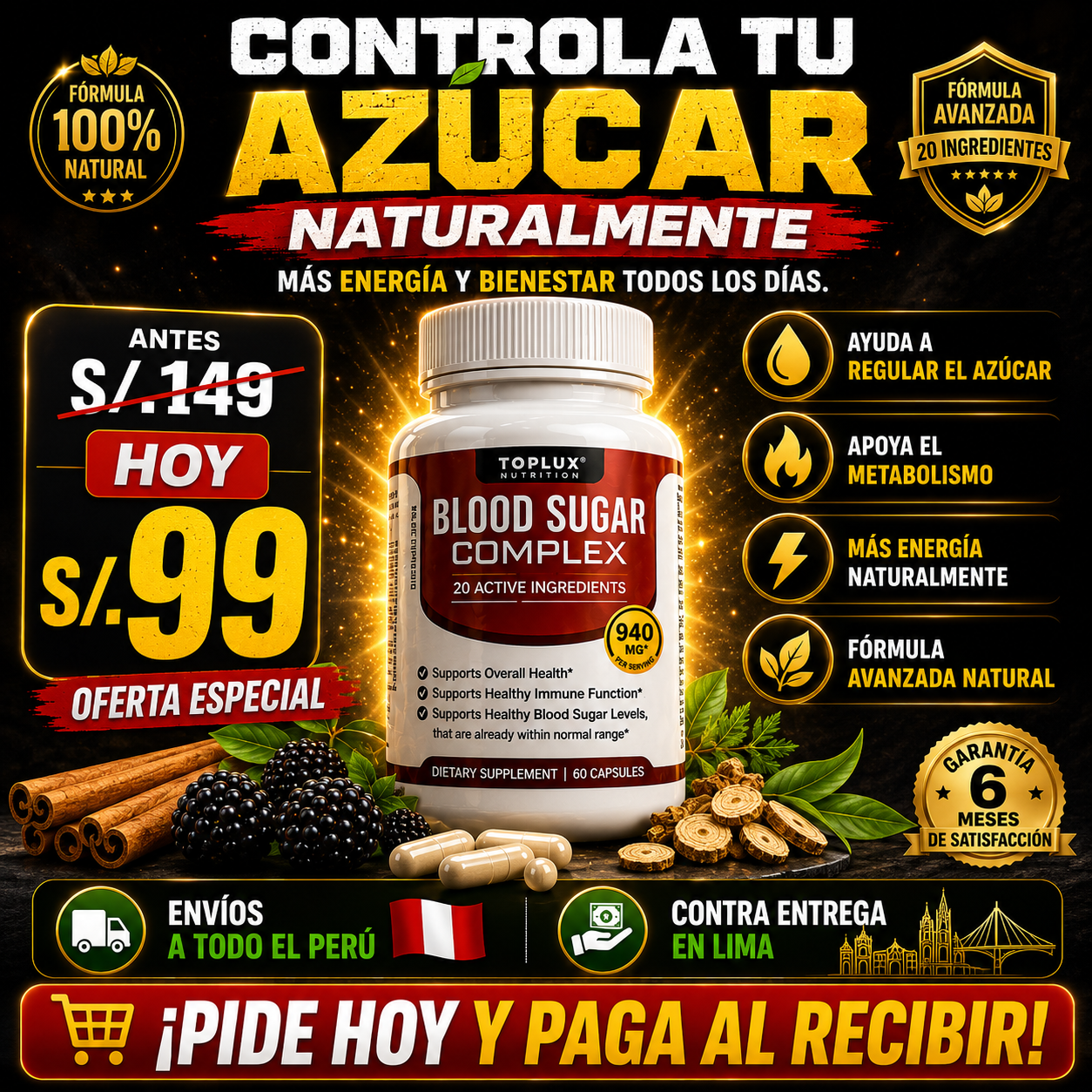 Blood Sugar Complex® Cápsulas que reducen diabetes
