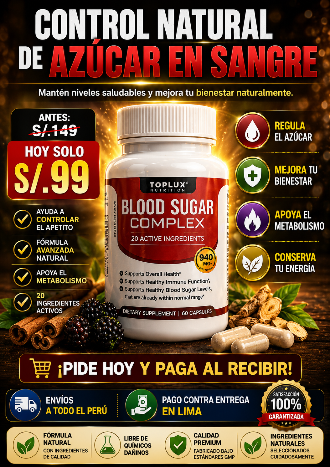 Blood Sugar Complex® Cápsulas que reducen diabetes